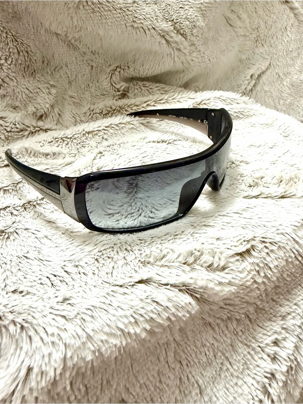 Prada SPR 03H Vintage Early 2000’s Shield Wrap Rectangle Sunglasses